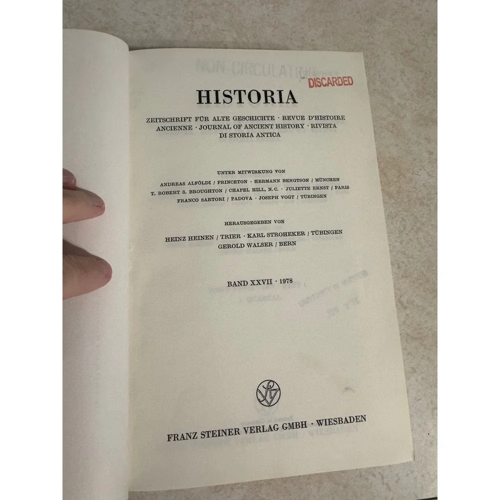 Historia Zeitschrift fur Alte Geschichte Band XXVII 1978 Ancient History Journal